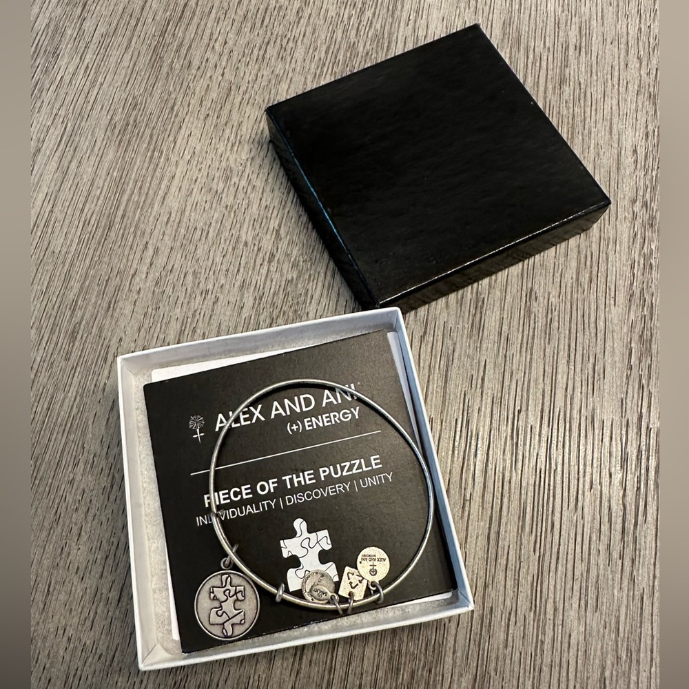 Alex & Ani Autism Puzzle Piece Charm Bracelet -Silver - In Bloomingdale's box
